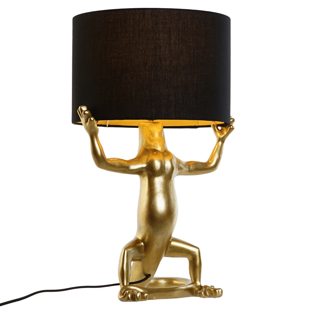 LAMPE A POSER LEZARD EN RESINE DORE 31 X 28 X 50 CM - Photo N°1