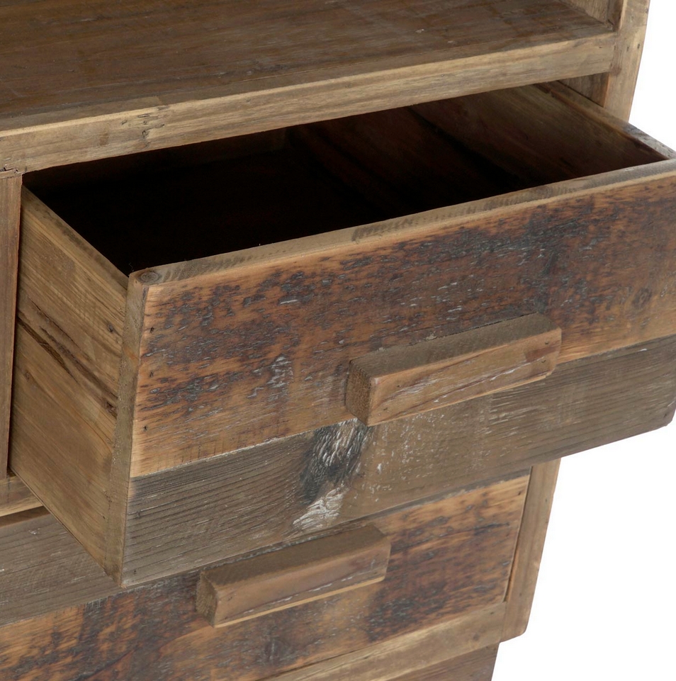 MEUBLE ETAGERE MULTINIVEAUX 3 TIROIRS BOIS VIEILLI 80 X 41 X 181 CM - Photo N°3