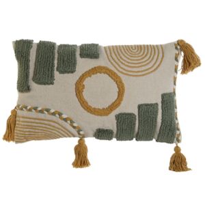 COUSSIN RECTANGULAIRE COTON DECOR RELIEF MULTICOLORE 50 X 30 CM 380 GR