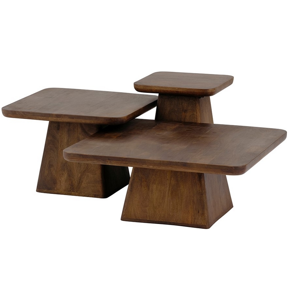 TABLE BASSE EN MANGUIER FUME BRUN NOYER STOCKHOLM 60 X 60 X 40 CM - Photo N°2