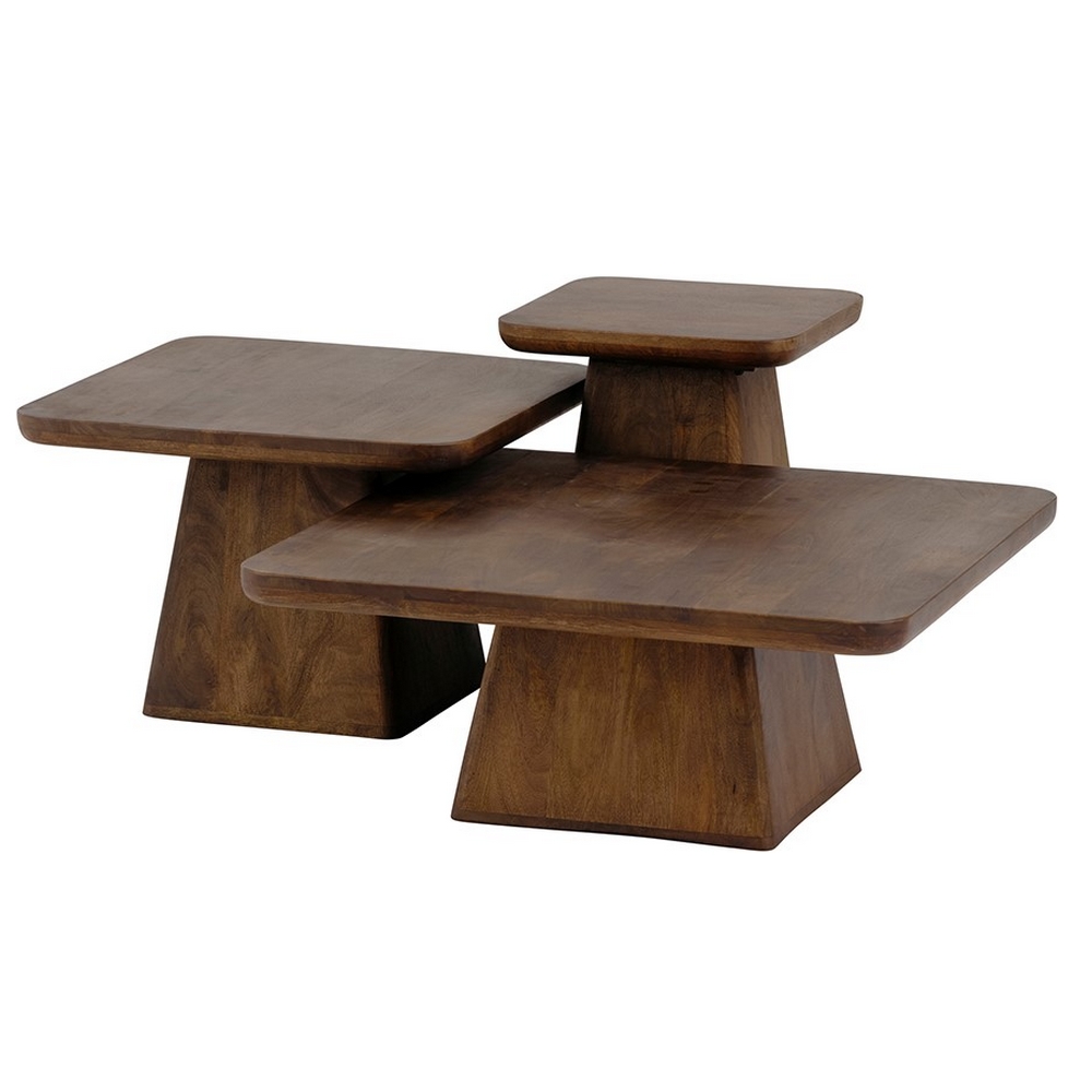 TABLE BASSE EN MANGUIER FUME BRUN NOYER STOCKHOLM 80 X 80 X 33 CM - Photo N°3