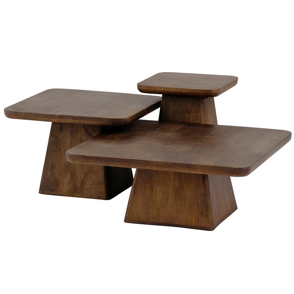 TABLE BASSE EN MANGUIER FUME BRUN NOYER STOCKHOLM 40 X 40 X 50 CM - Photo N°1