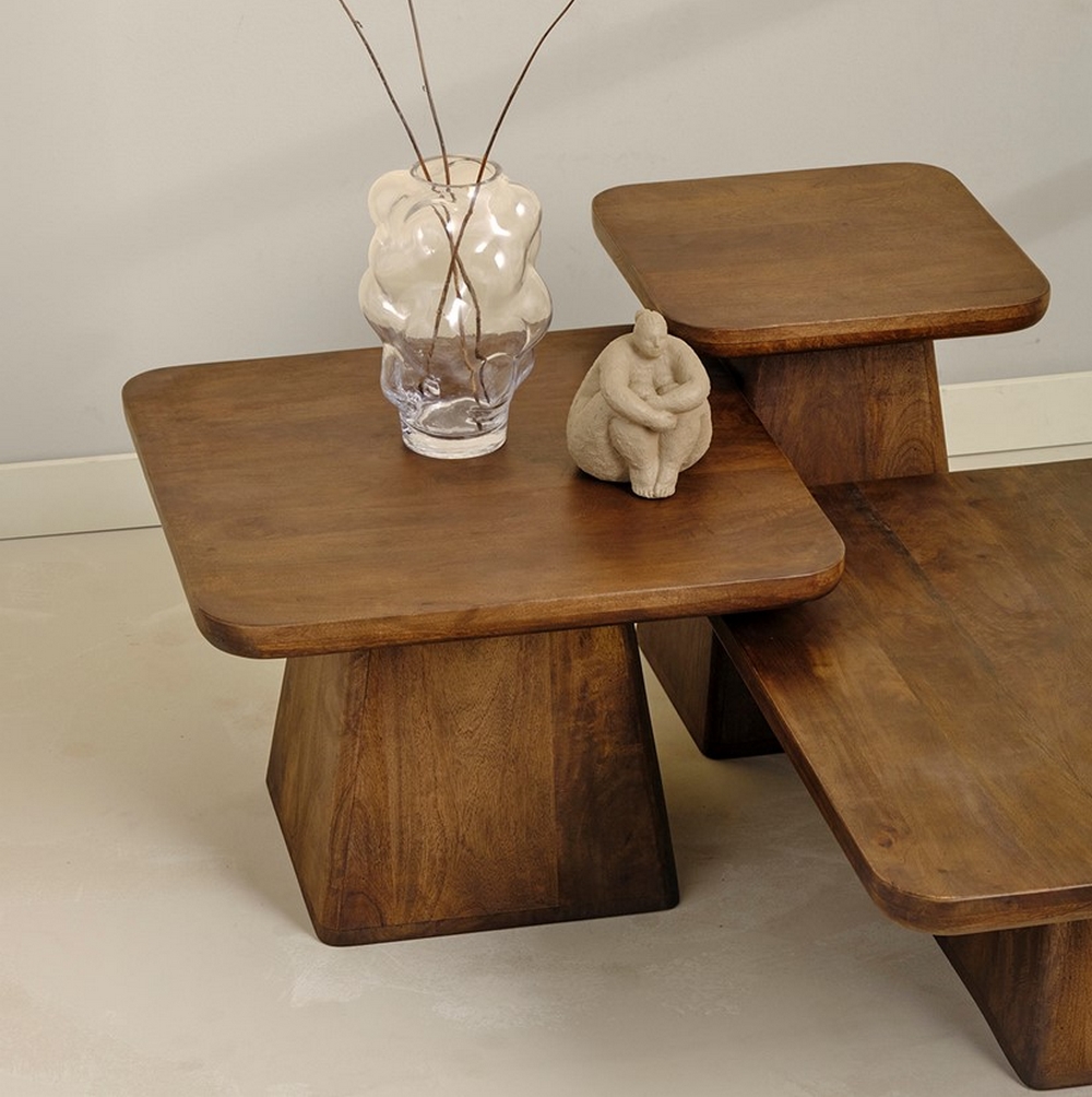 TABLE BASSE EN MANGUIER FUME BRUN NOYER STOCKHOLM 40 X 40 X 50 CM - Photo N°3