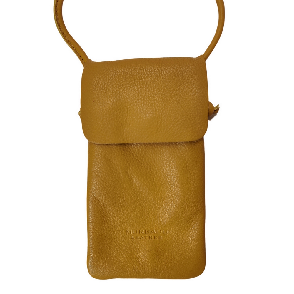 SAC A SMARTPHONE EN CUIR MOUTARDE 18 X 10 X 1 CM - Photo N°1