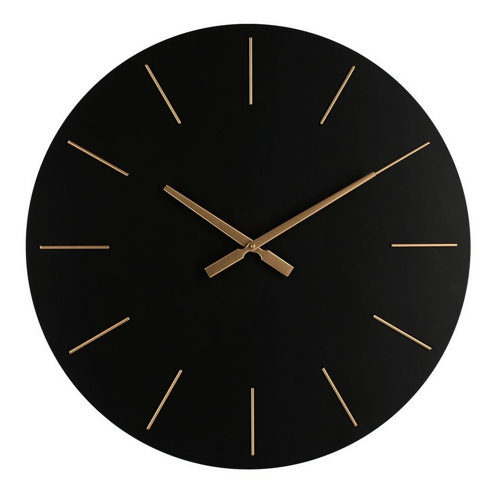 HORLOGE MURALE TIMELINE NOIR ET DORE 60 CM - Photo N°1