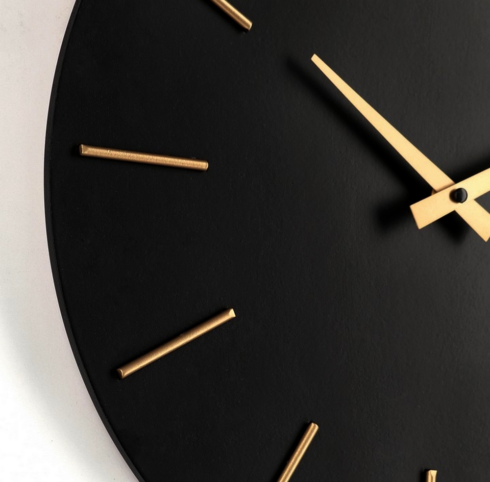 HORLOGE MURALE TIMELINE NOIR ET DORE 40 CM - Photo N°2
