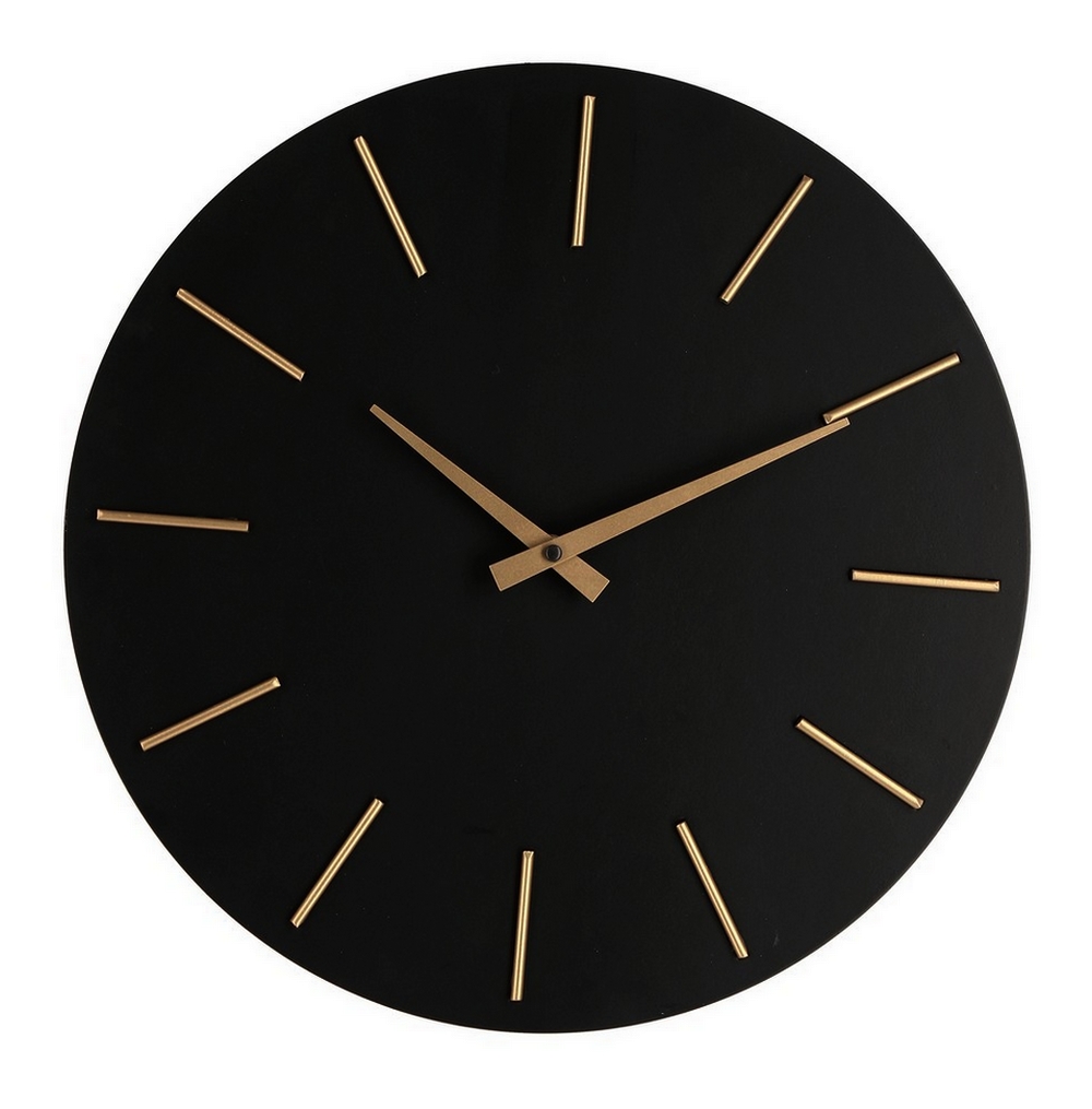 HORLOGE MURALE TIMELINE NOIR ET DORE 40 CM - Photo N°1
