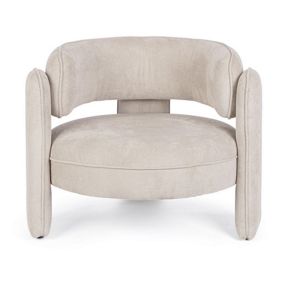 FAUTEUIL AISHA ROND EN TISSU BEIGE  94 X 88 X 73 CM - Photo N°10