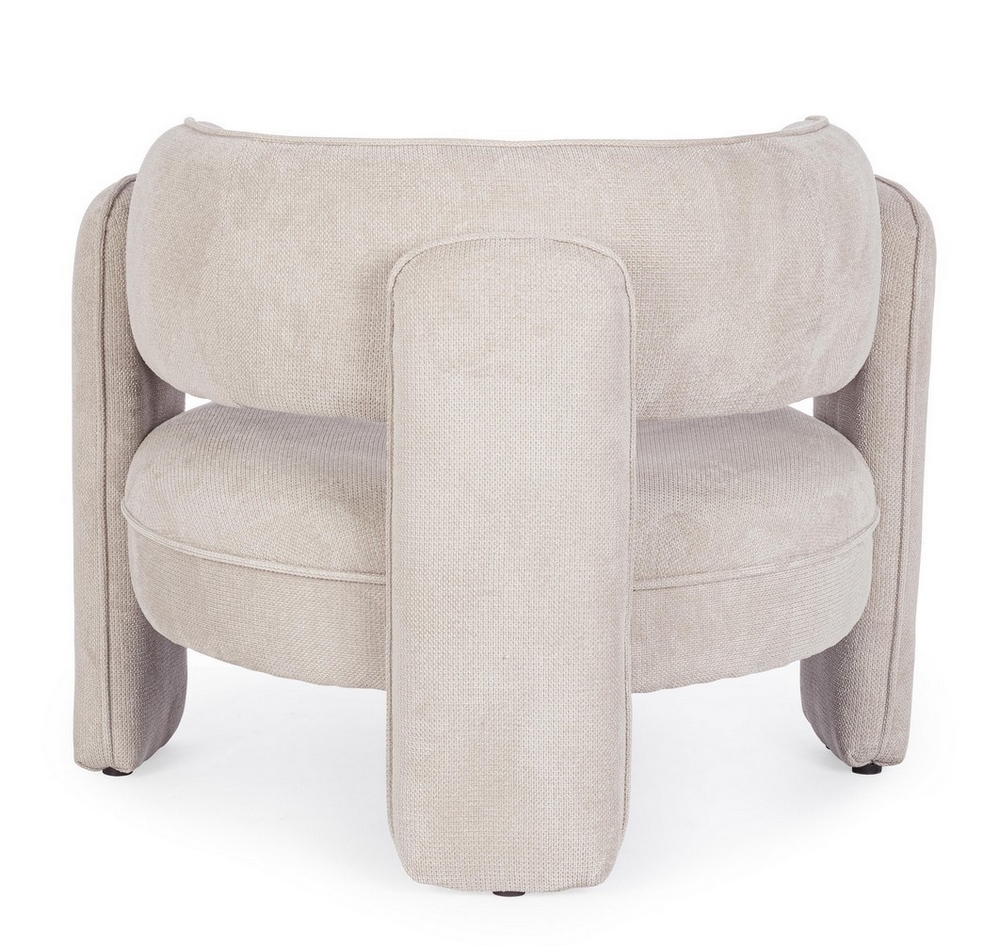 FAUTEUIL AISHA ROND EN TISSU BEIGE  94 X 88 X 73 CM - Photo N°2