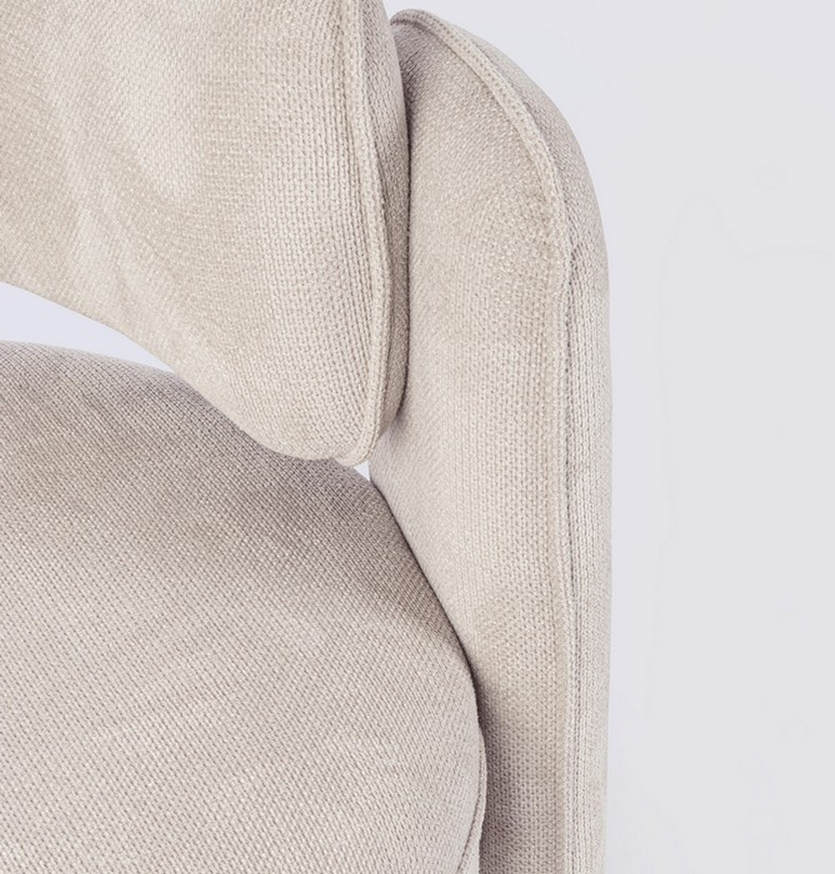 FAUTEUIL AISHA ROND EN TISSU BEIGE  94 X 88 X 73 CM - Photo N°5