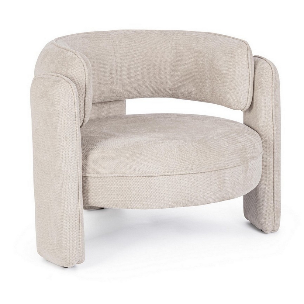 FAUTEUIL AISHA ROND EN TISSU BEIGE  94 X 88 X 73 CM - Photo N°9