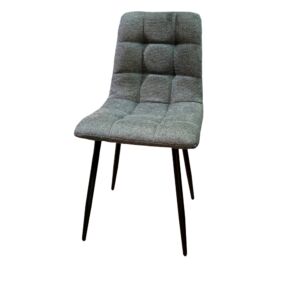 CHAISE ASCOT PIED METAL NOIR ASSISE TISSU GRIS 44 X 55 X 89 CM