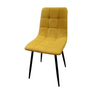 CHAISE ASCOT PIED METAL NOIR ASSISE TISSU JAUNE 44 X 55 X 89 CM