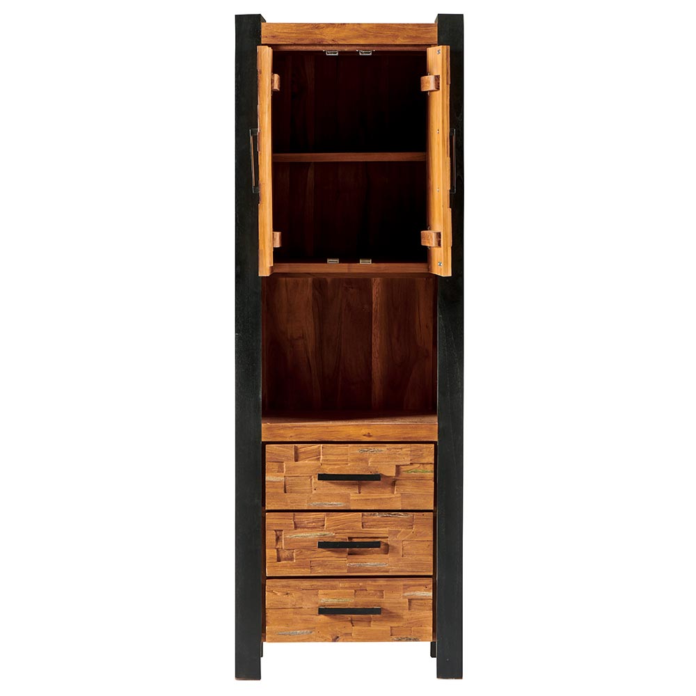 COLONNE CLARKE 2P 3T 65 X 45 X 190 CM TECK MASSIF RECYCLE HUILE ET NOIR - Photo N°2