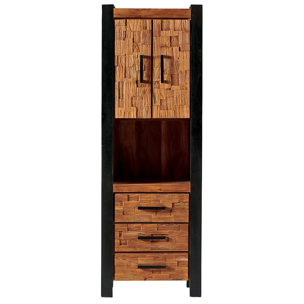 COLONNE CLARKE 2P 3T 65 X 45 X 190 CM TECK MASSIF RECYCLE HUILE ET NOIR - Photo N°3