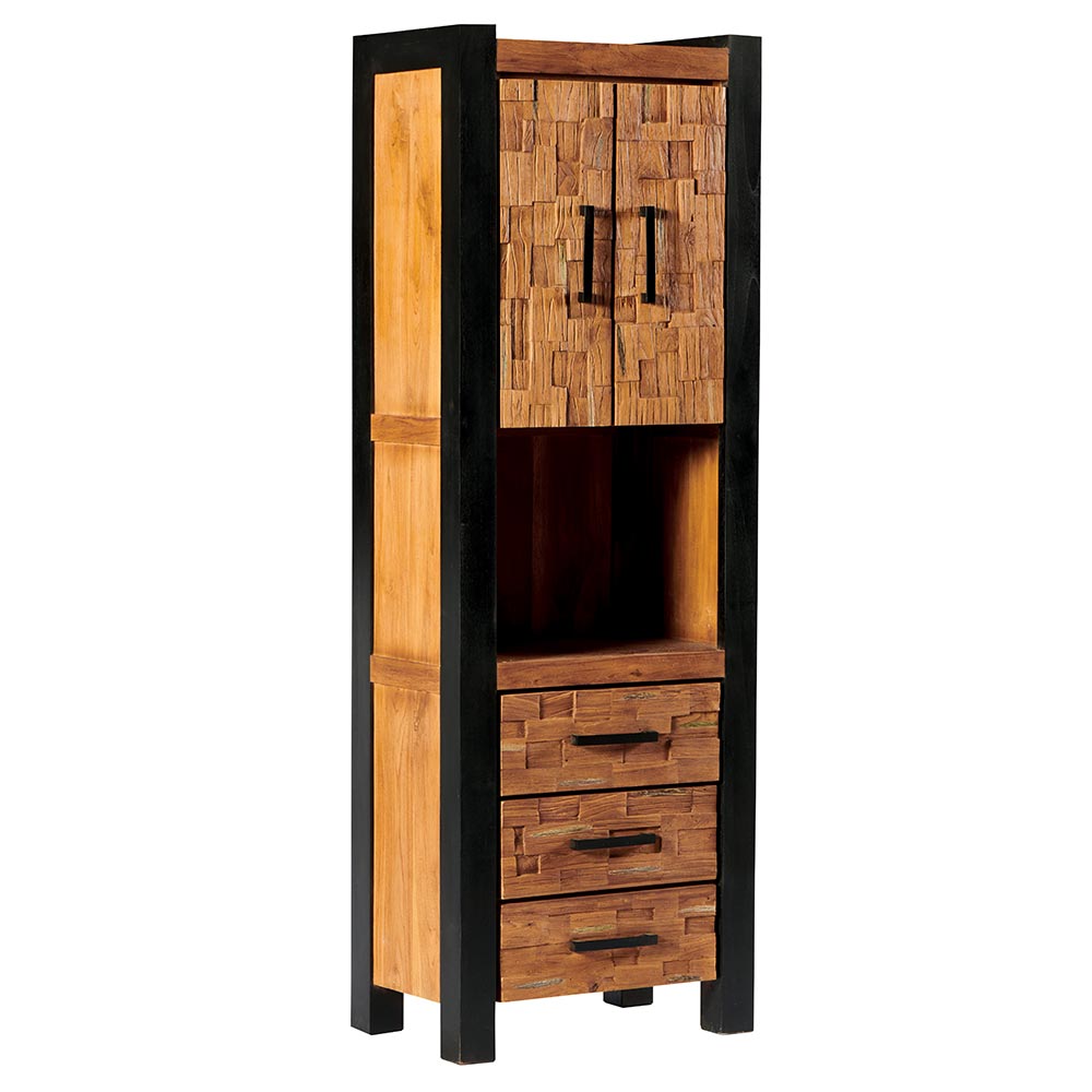 COLONNE CLARKE 2P 3T 65 X 45 X 190 CM TECK MASSIF RECYCLE HUILE ET NOIR - Photo N°1