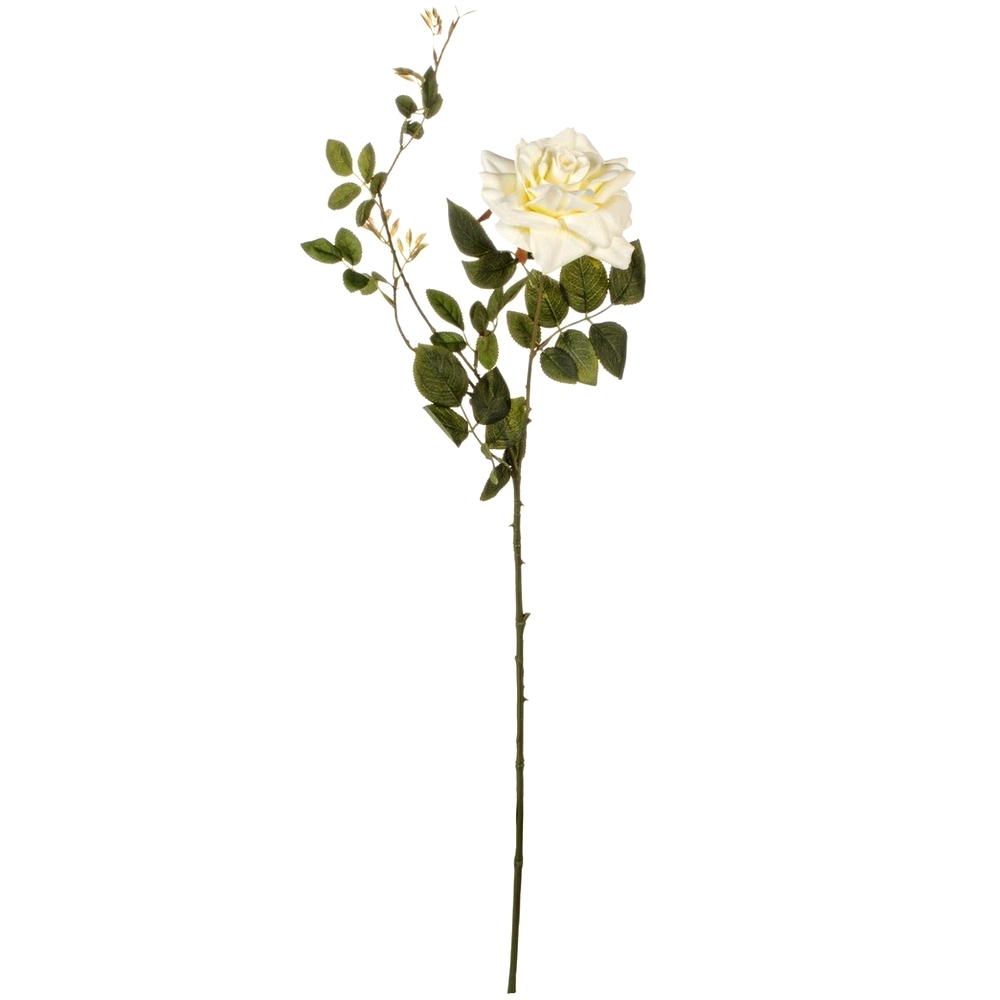 BRANCHE DE ROSE BLANCHE ARTIFICIELLE 76 CM - Photo N°1