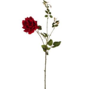 BRANCHE DE ROSE ROUGE CARMIN ARTIFICIELLE 76 CM