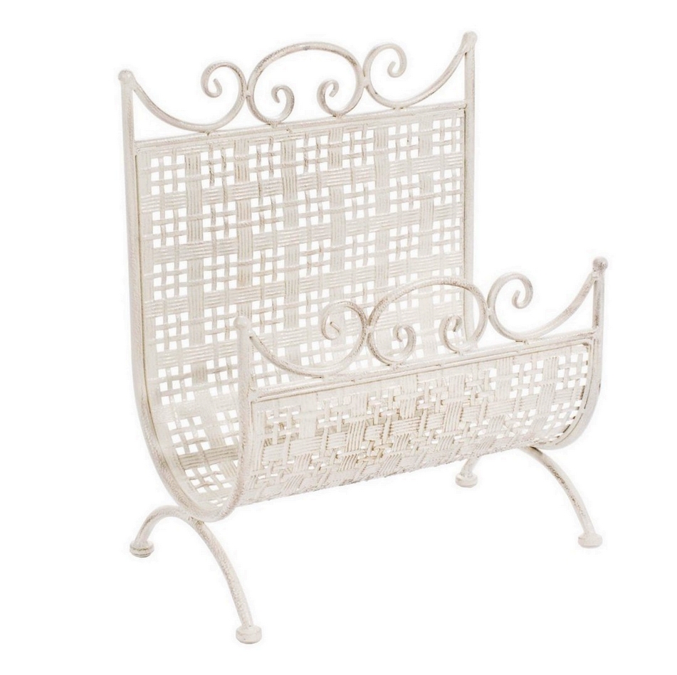 PORTE REVUES FER FORGE BLANC 36 x 45 x 22 CM - Photo N°1