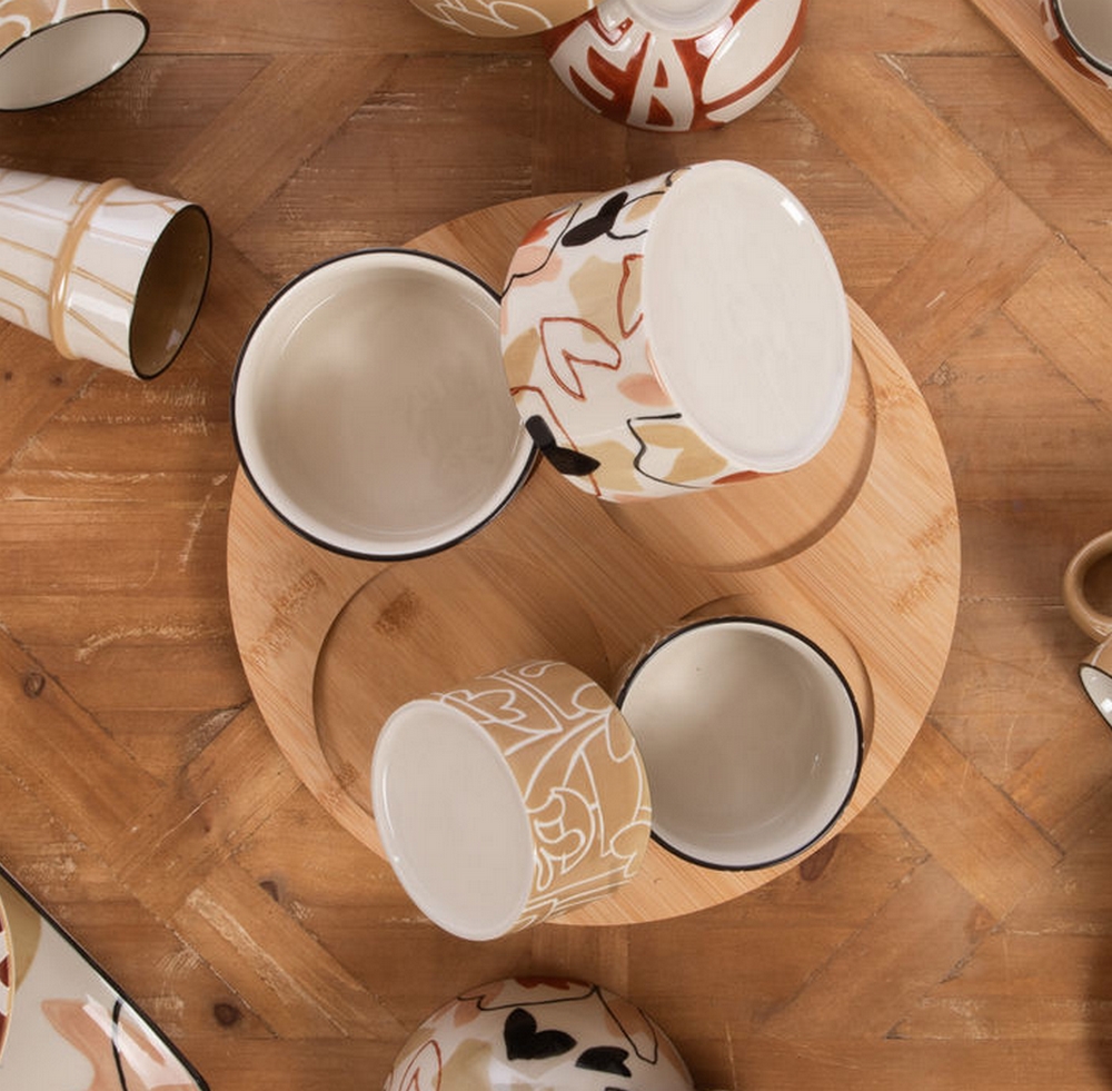 COFFRET APERO 4 BOLS SUR PLATEAU BAMBOU AMBRE - Photo N°3