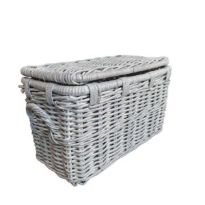 MALLE EN KUBU BLANC  TRESSE  56 X 28 X 30 CM