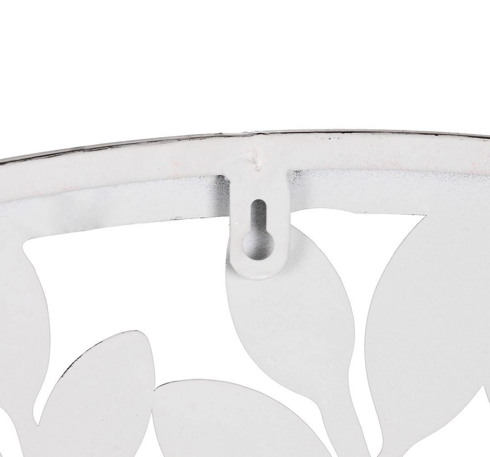 DECORATION MURALE RONDE EN METAL BLANC ARBRE DE VIE ET BOUDDHA 100 CM - Photo N°2