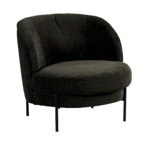 FAUTEUIL LEONI EN TISSU NOIR  H 68 X L 75 X P 73 CM