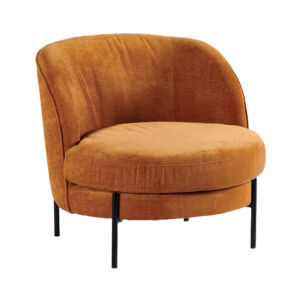 FAUTEUIL LEONI EN TISSU ROUILLE  H 68 X L 75 X P 73 CM