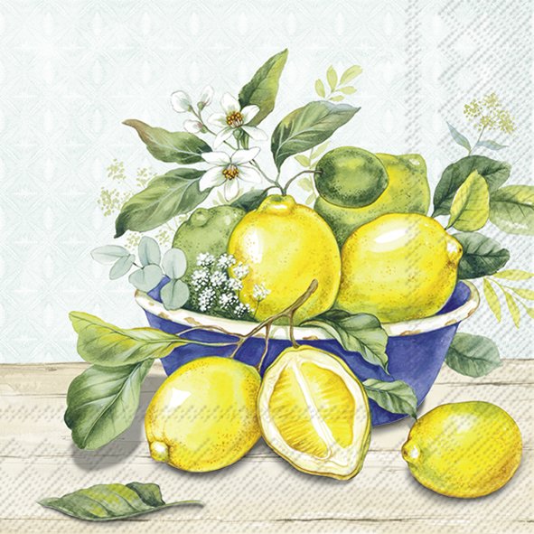 20 SERVIETTES EN PAPIER CITRON ET MENTHE 33 X 33 CM - Photo N°1