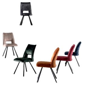 CHAISE AIX  PIEDS METAL NOIR  ASSISE VELOURS ANTHRACITE 87 X 46 X 62 CM