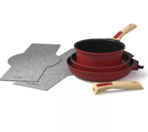 BATTERIE DE CUISINE AMOVIBLE 7 PIECES ROUGE PASSION