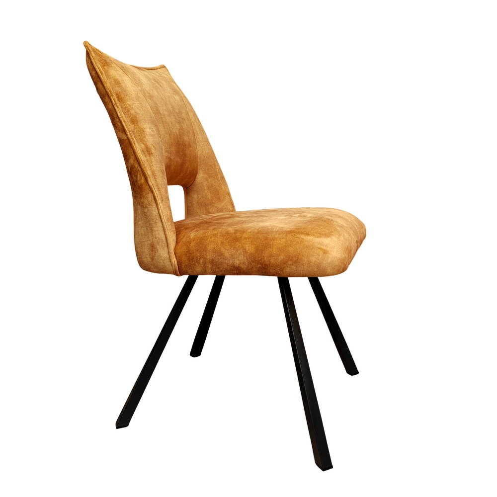 CHAISE AIX  PIEDS METAL NOIR  ASSISE VELOURS OCRE 87 X 46 X 62 CM - Photo N°6