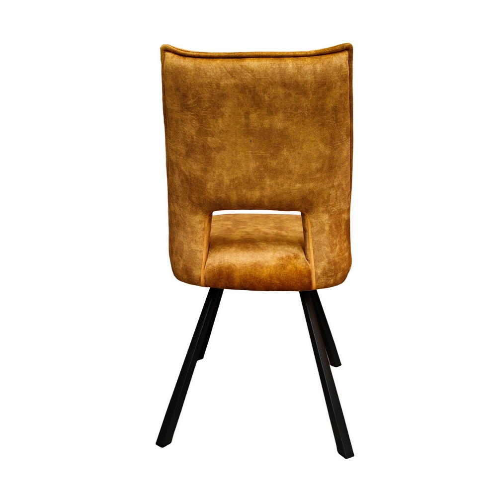 CHAISE AIX  PIEDS METAL NOIR  ASSISE VELOURS OCRE 87 X 46 X 62 CM - Photo N°5