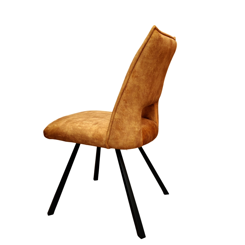 CHAISE AIX  PIEDS METAL NOIR  ASSISE VELOURS OCRE 87 X 46 X 62 CM - Photo N°4