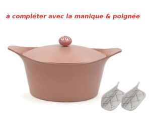 L'INCROYABLE COCOTTE 28 CM COULEUR GUIMAUVE SANS BOUTON NI MANIQUE