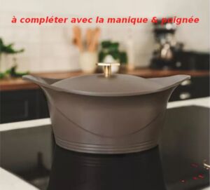 L'INCROYABLE COCOTTE 28 CM COULEUR MOKA SANS BOUTON NI MANIQUE