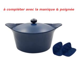 L'INCROYABLE COCOTTE 24 CM COULEUR MYRTILLE SANS BOUTON NI MANIQUE