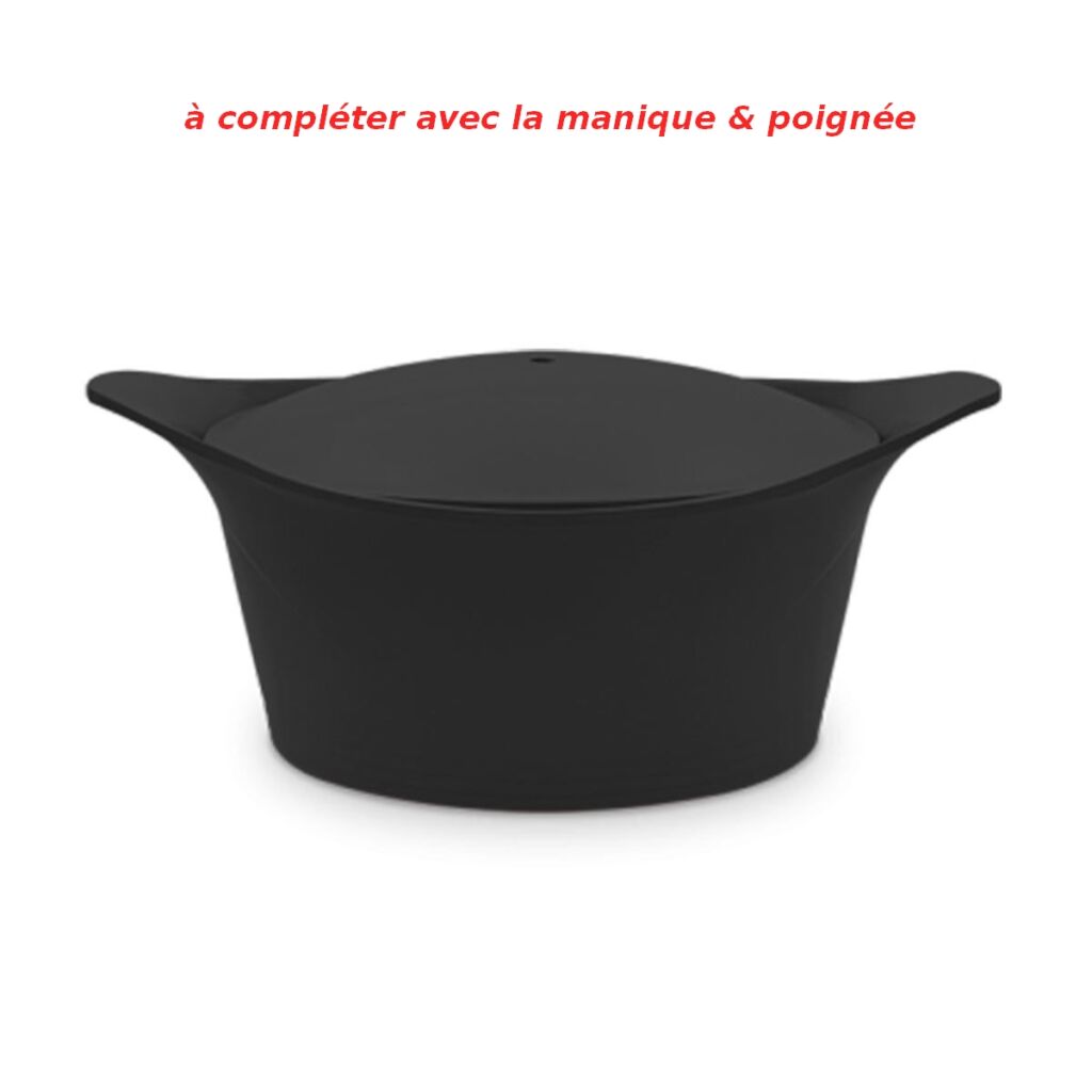 L'INCROYABLE COCOTTE 24 CM COULEUR NOIR GRAPHITE SANS BOUTON NI MANIQUE - Photo N°2