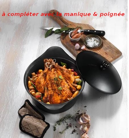 L'INCROYABLE COCOTTE 24 CM COULEUR NOIR GRAPHITE SANS BOUTON NI MANIQUE - Photo N°3