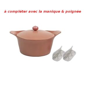 L'INCROYABLE COCOTTE 24 CM COULEUR ROSE GUIMAUVE SANS BOUTON NI MANIQUE