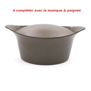 L'INCROYABLE COCOTTE 24 CM COULEUR MOKA SANS BOUTON NI MANIQUE