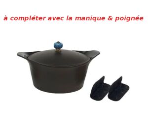 L'INCROYABLE COCOTTE 24 CM COULEUR NOIR GRAPHITE SANS BOUTON NI MANIQUE