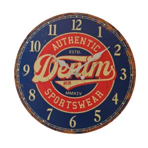 HORLOGE MURALE MDF 34 CM DECO VINTAGE DENIM AUTHENTIC