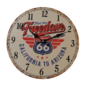 HORLOGE MURALE MDF 34 CM DECO VINTAGE ROUTE 66