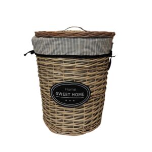 PANIERE A LINGE GRAND MODELE  OSIER NATUREL TRESSE DIAM 37 CM HAUT 45 CM