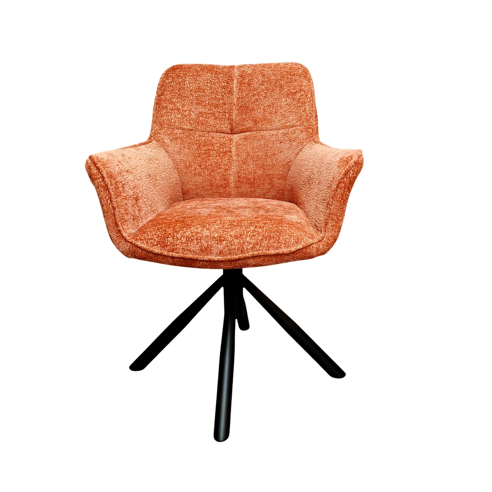 CHAISE ACCOUDOIR TOURNANTE EWING PIEDS NOIR TISSU CHINE TERRACOT 62 X 87 X 57 CM - Photo N°6