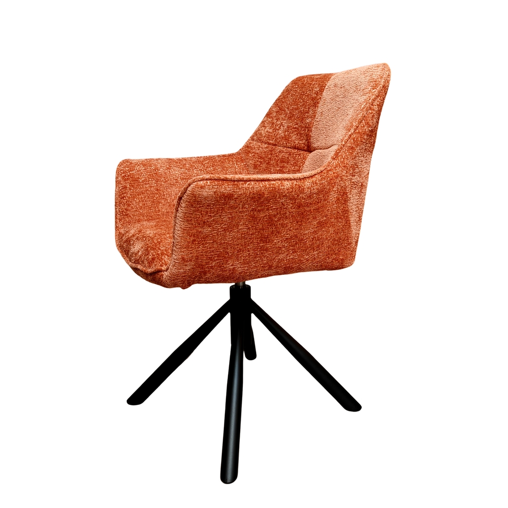 CHAISE ACCOUDOIR TOURNANTE EWING PIEDS NOIR TISSU CHINE TERRACOT 62 X 87 X 57 CM - Photo N°5