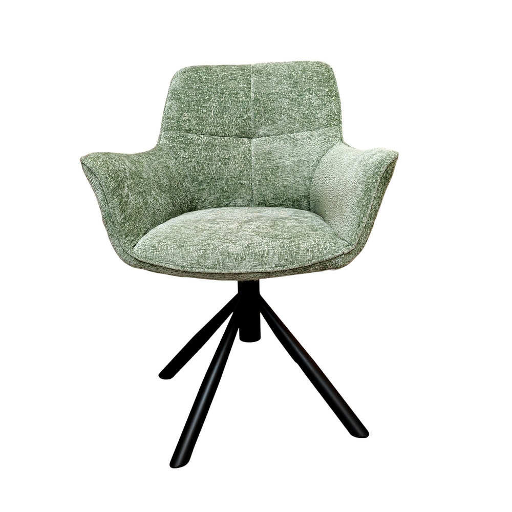 CHAISE ACCOUDOIR TOURNANTE EWING PIEDS NOIR TISSU CHINE KAKI 62 X 87 X 57 CM - Photo N°5