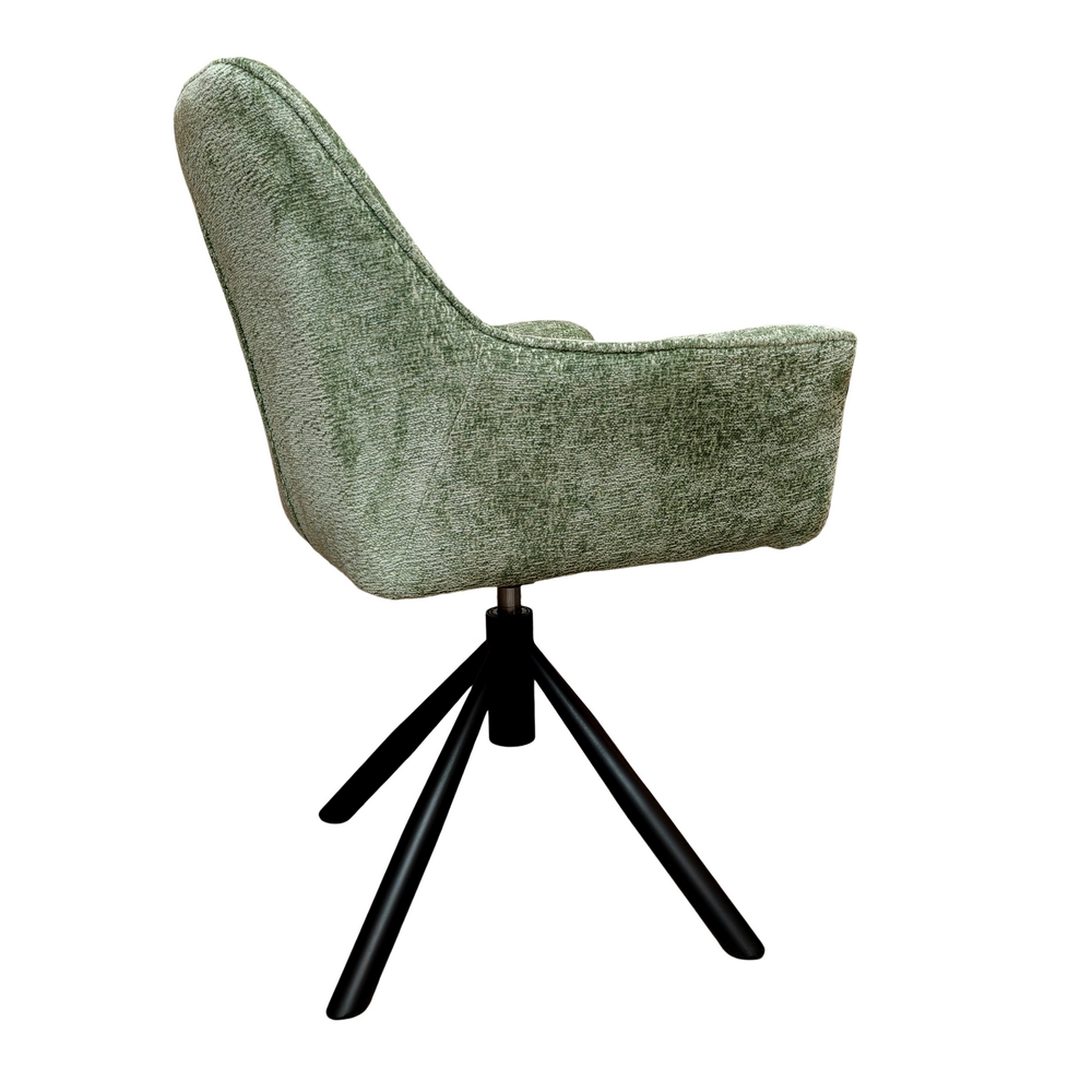 CHAISE ACCOUDOIR TOURNANTE EWING PIEDS NOIR TISSU CHINE KAKI 62 X 87 X 57 CM - Photo N°4