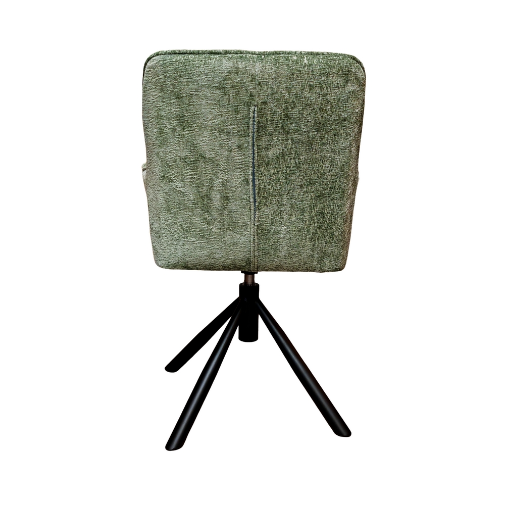 CHAISE ACCOUDOIR TOURNANTE EWING PIEDS NOIR TISSU CHINE KAKI 62 X 87 X 57 CM - Photo N°2